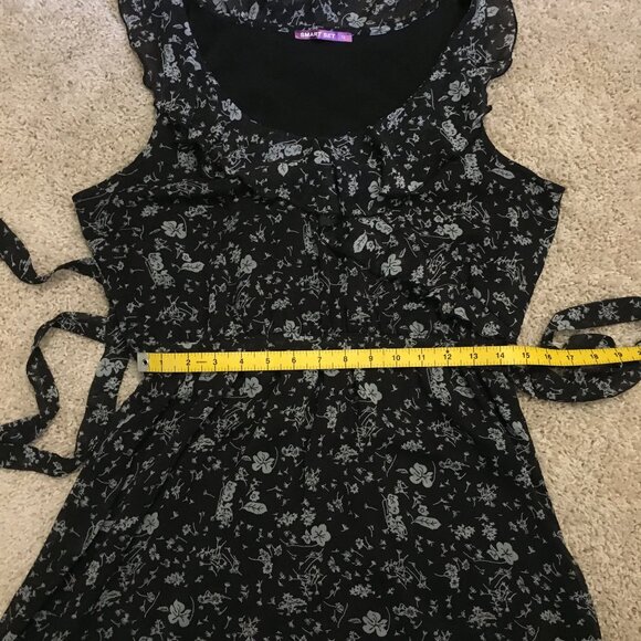 Retro Floral Boho Ruffle Collar Sleeveless Belted Dress - Picture 13 of 16